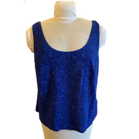 Alex Evenings 2-Piece Knit Tank/Jacket Blue Glitter Sparkle Plus Sz. 1X - Picture 6 of 11